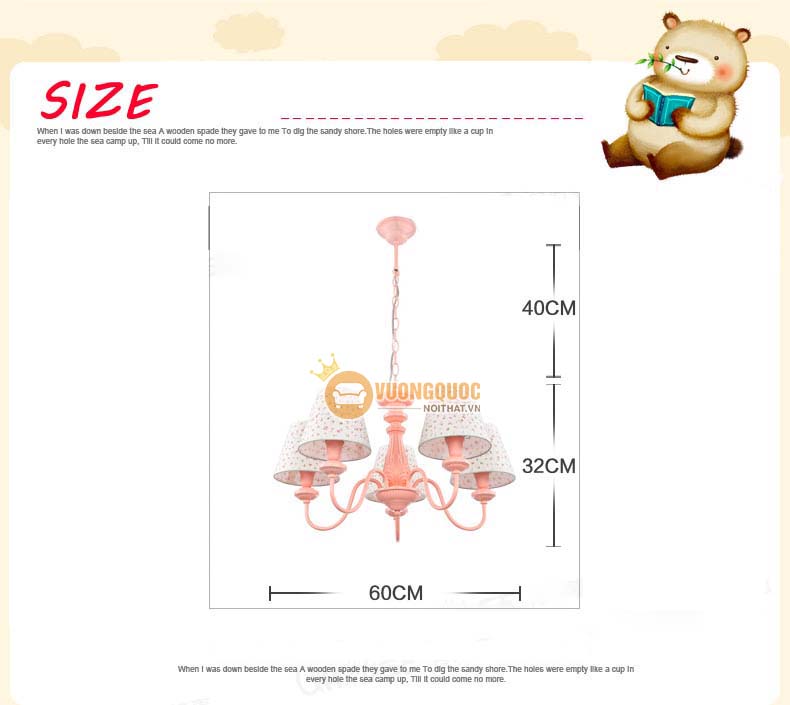 Đèn chùm trẻ em màu hồng ngọt ngào UHS126-6
